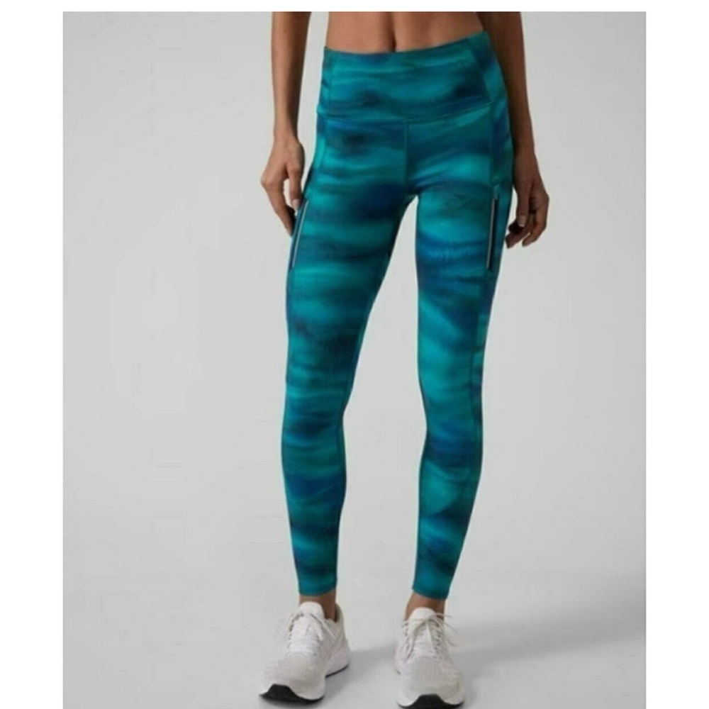 Athleta Canada Blue Tie Dye Watercolor Rainier Printed Tight Winter Leggings XS